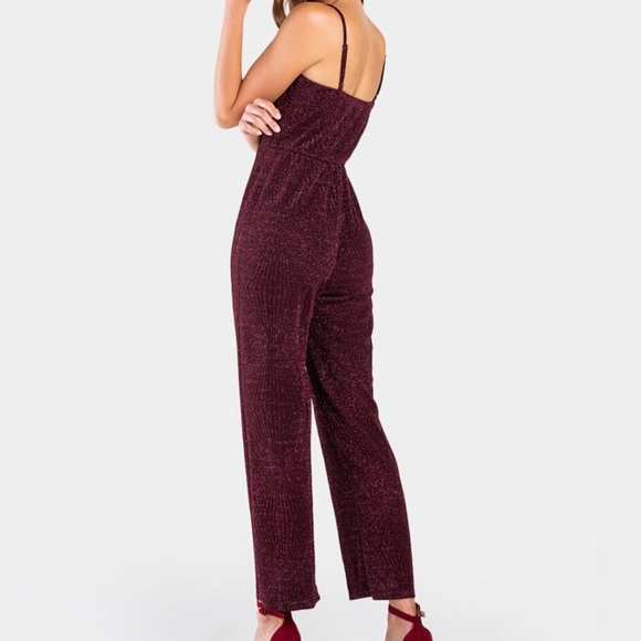 Burgundy Glitter Jumpsuit - Picture 2 of 6